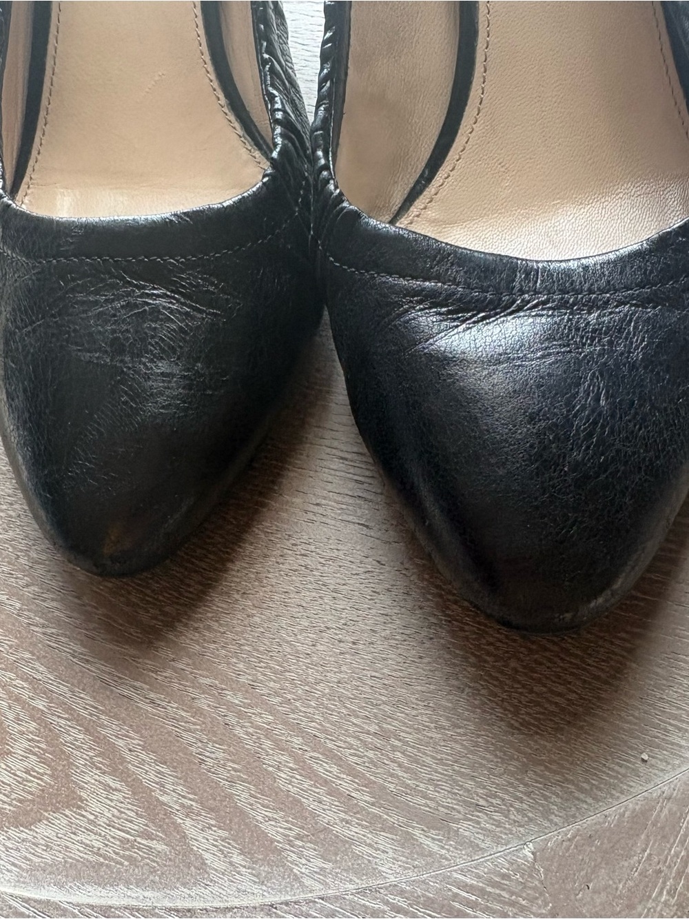 Prada Black Ruched Leather Mid-Heel Pumps - Picture 3 of 16